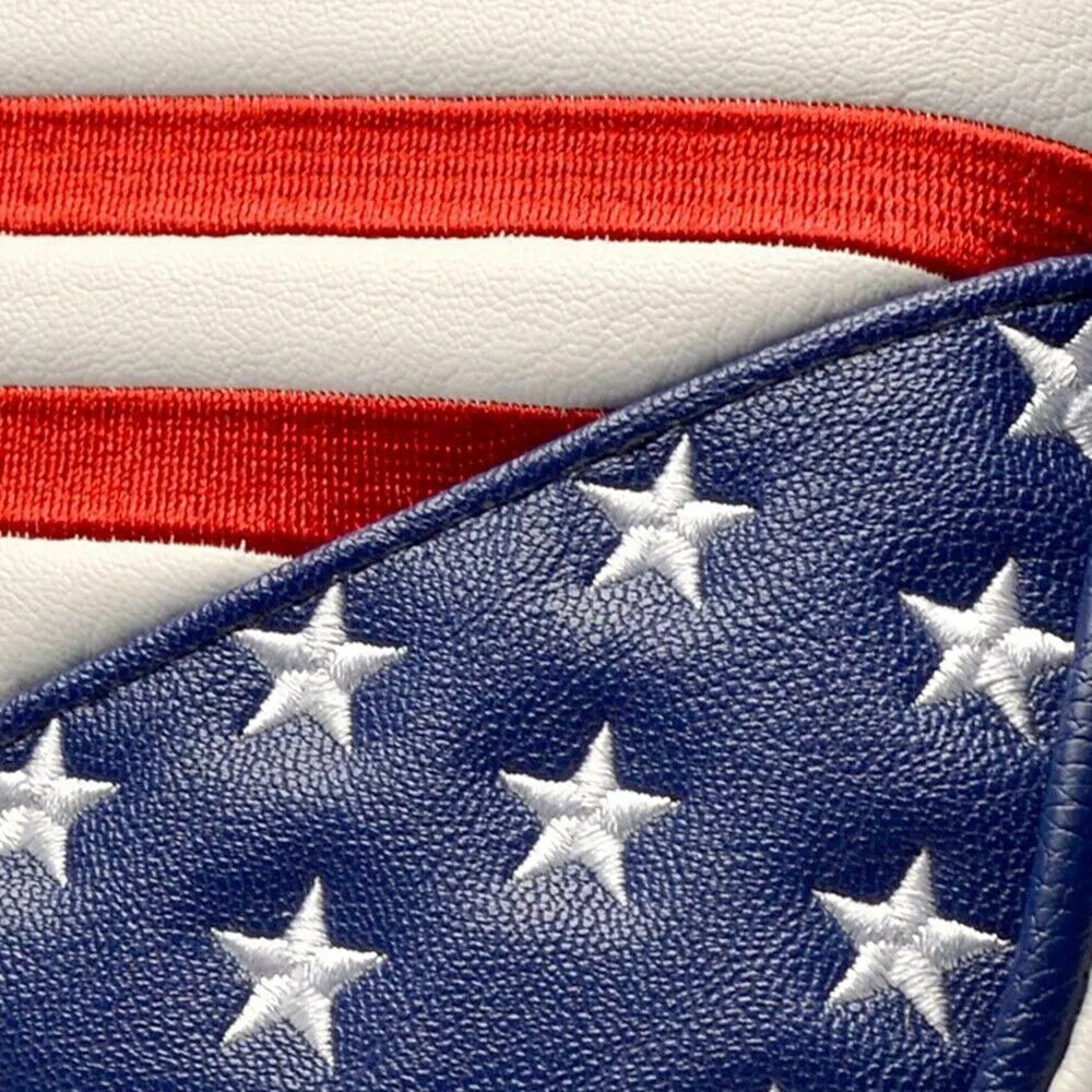 USA flag pattern golf putter cover in White Square colour made from PU synthetic leather with star and stripes design