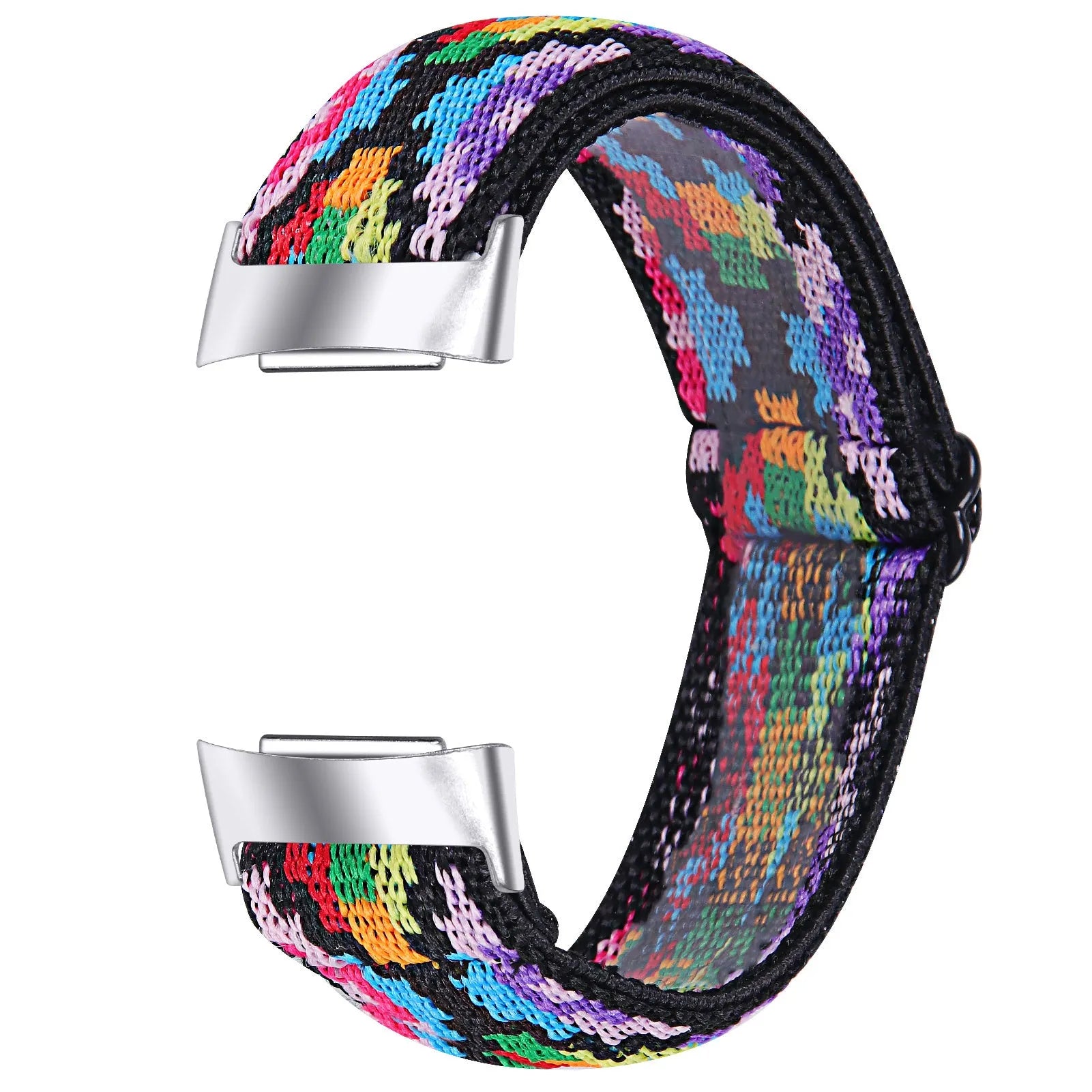 Printed elastic watch strap for Fitbit Charge 6 in various colours including rainbow