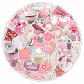 Pink girl heart 3D decorative stickers sheet with 63 pieces showing two pattern designs