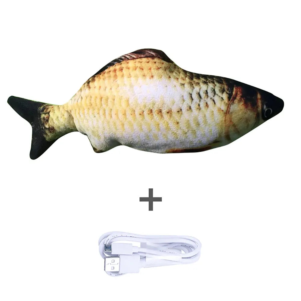 Electronic jumping fish cat toy without cat nip, 30cm multicolour design with USB cable