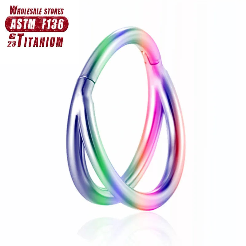 Titanium alloy fork nose ring body piercing jewellery in multiple colours and sizes