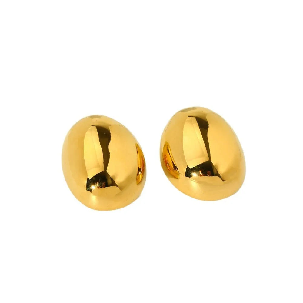 Geometric line design stainless steel earrings with glazed surface and 18K gold plating in DFE139 colour