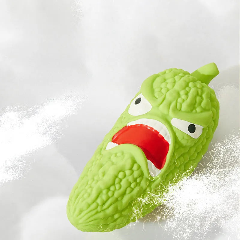 Realistic bitter melon and chili shaped dog chew toy for teeth cleaning and boredom relief