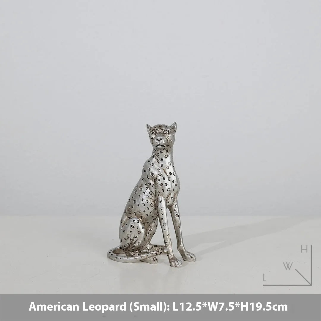 Modern American Leopard resin ornament in large, small, and walking posture variants.