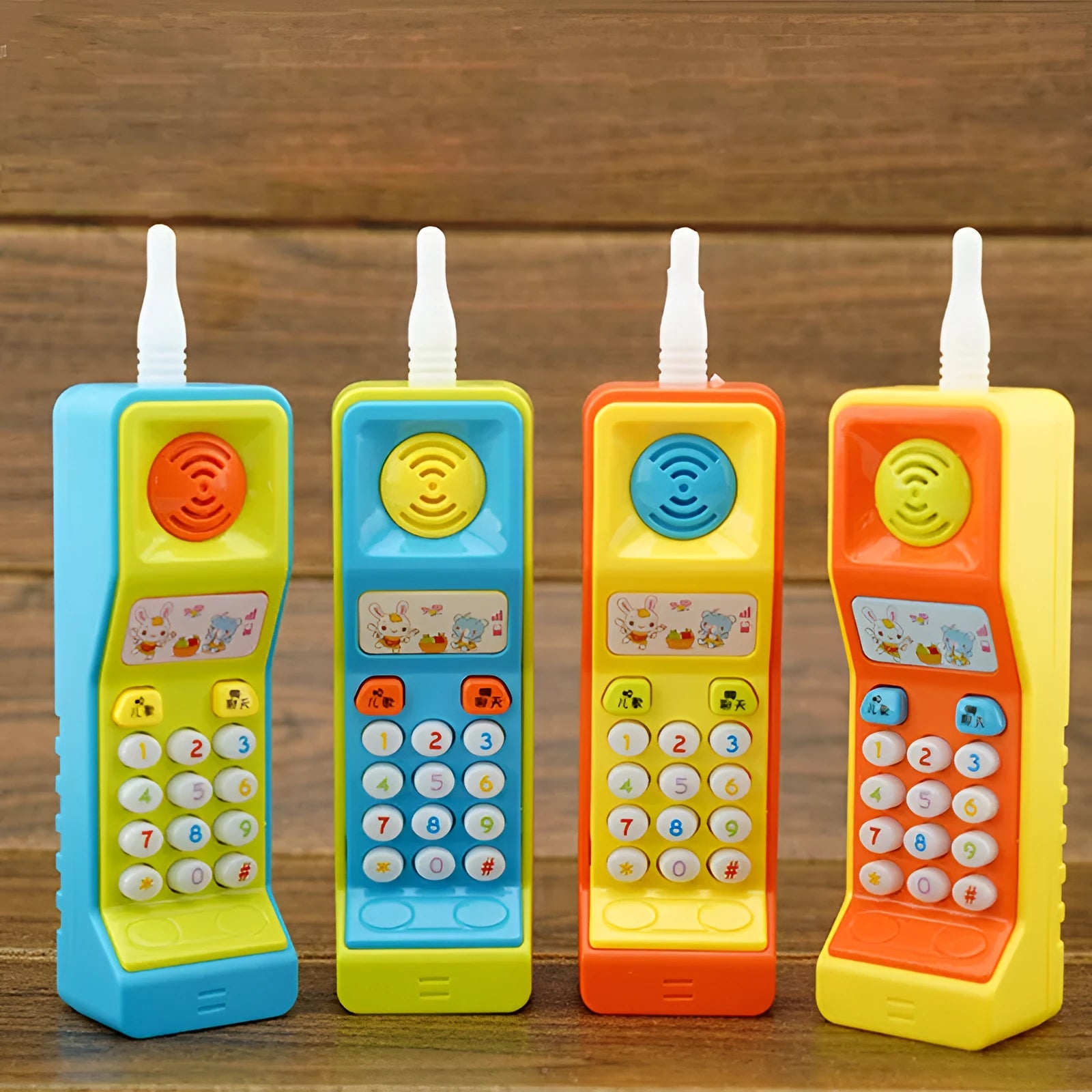 Children's educational toys with sound, light and music features including cartoon animal designs