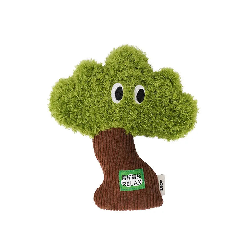 Pine tree shaped cat toy stick with an attached mint-scented bag pendant on a string.