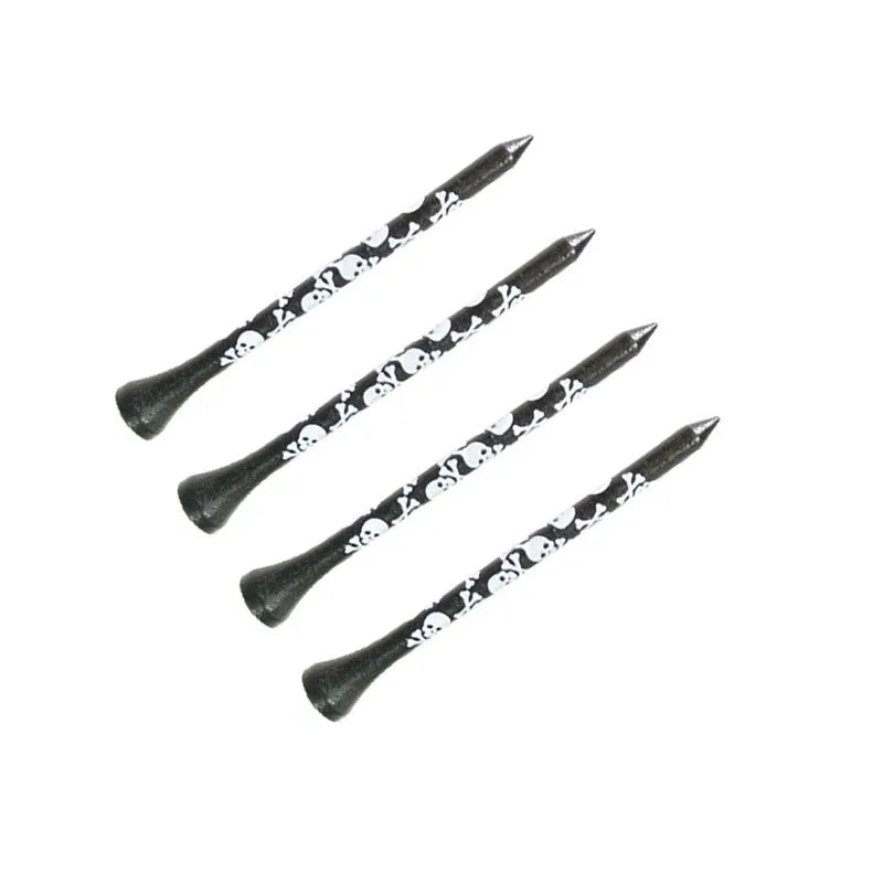 Black skull print bamboo golf dowel pins in 70mm and 83mm lengths for spike replacement