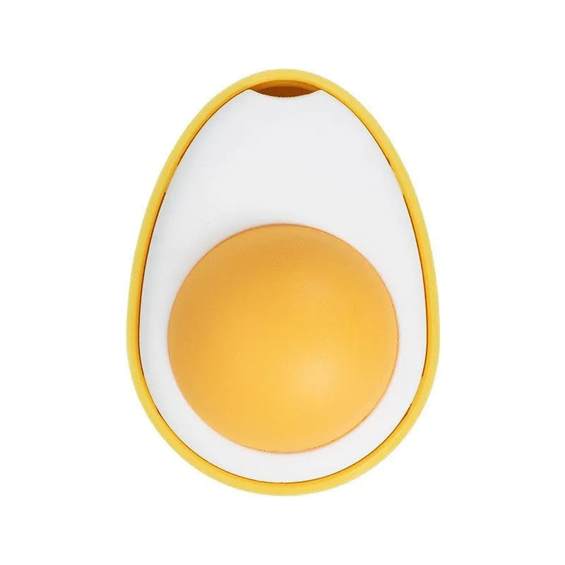 Organic catnip ball toy in fried egg and poached egg designs with wall mount capability