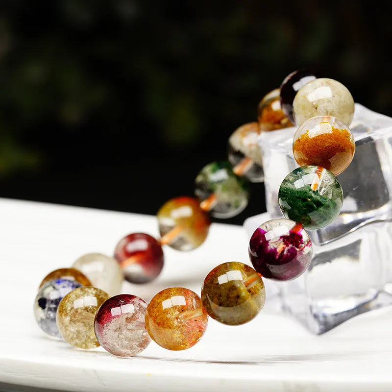 Crystal bracelet with colourful ghost cornucopia design and 10mm ball beads