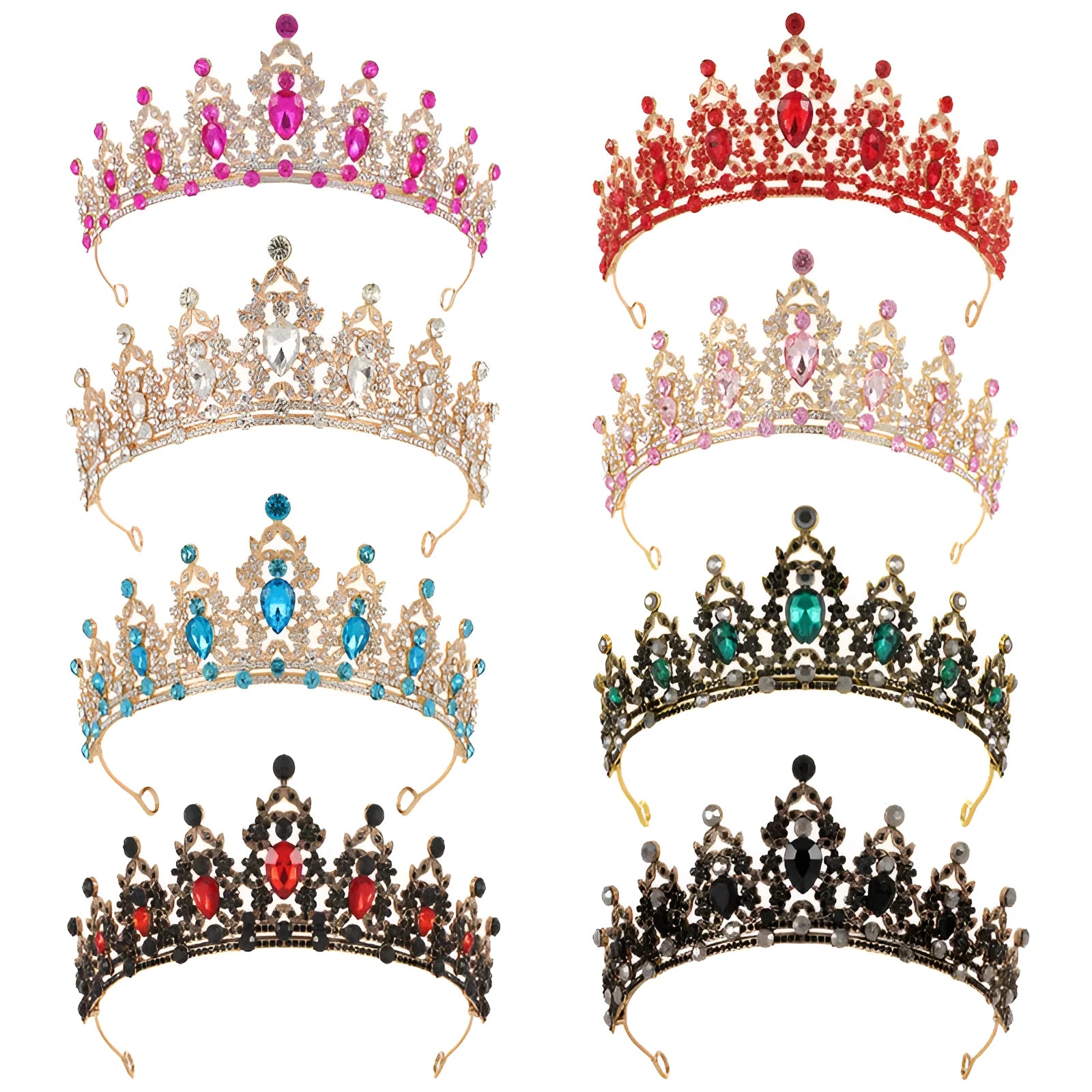 Baroque bride crown headdress with diamond treatment in silver and gold colour options