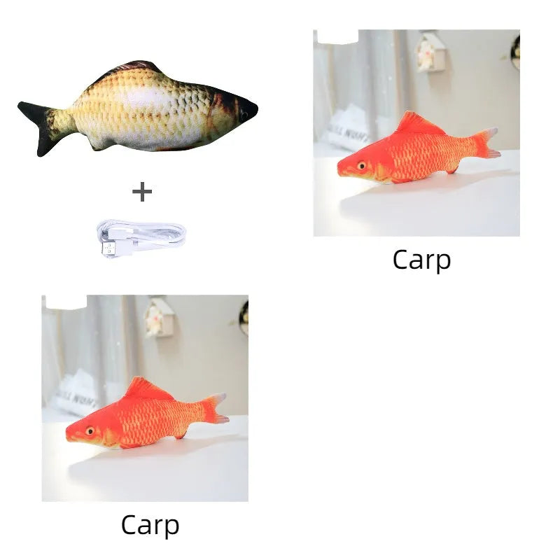 Electronic jumping fish cat toy without cat nip, 30cm multicolour design with USB cable