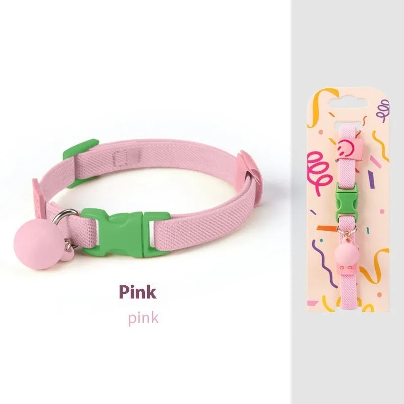 Small dog collar made of polyester with high elasticity, shown in one of seven colours on a white background.