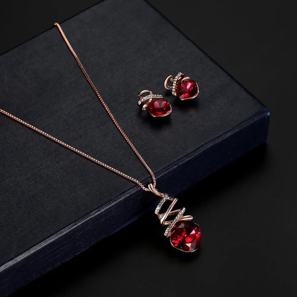 Women's alloy bridal jewellery set with necklace and earrings featuring water wave chain design