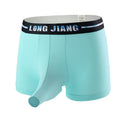 Men's ice silk trunk open boxer briefs on a solid background, showing the mid-waist fit.