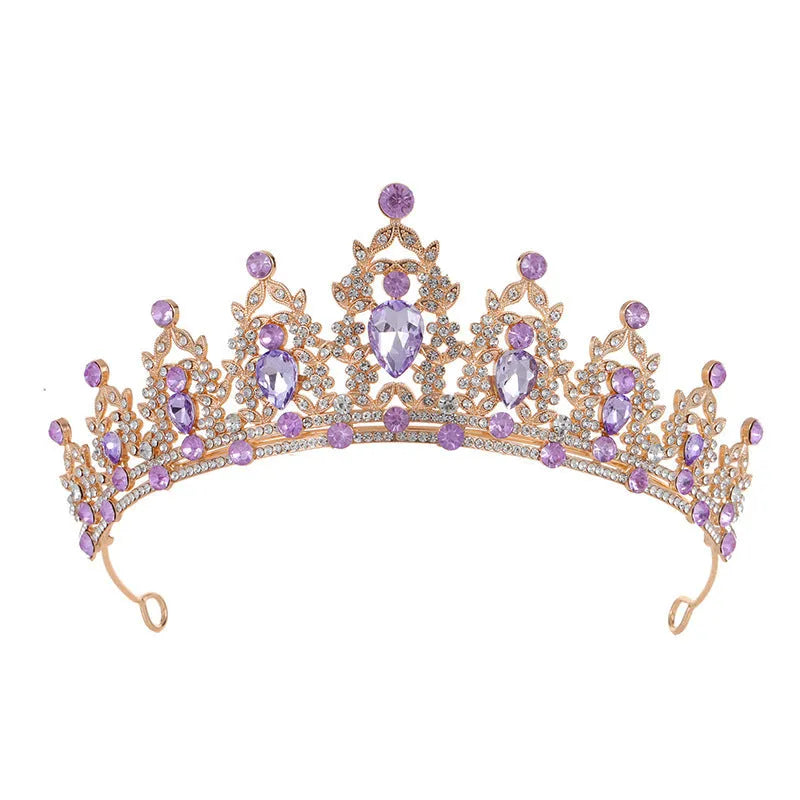 Baroque bride crown headdress with diamond treatment in silver and gold colour options