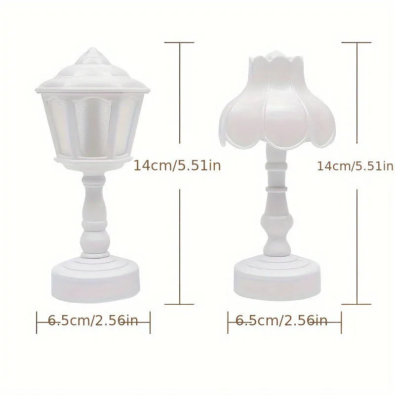 Retro pagoda shaped night lamp with geometric design in light purple colour