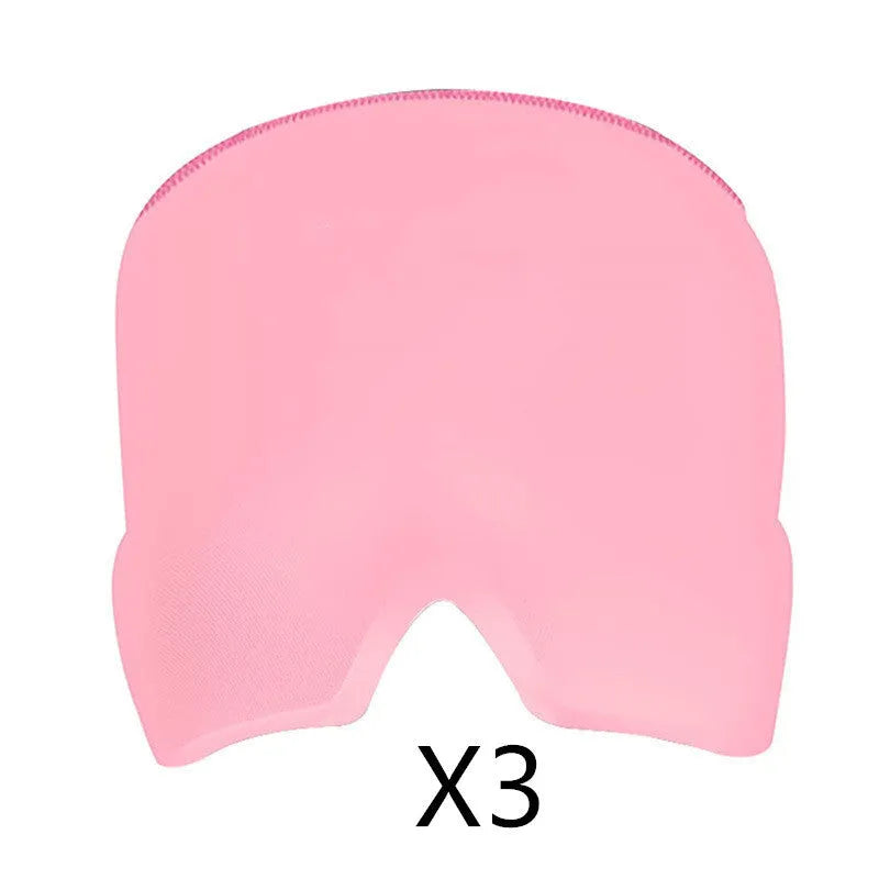 Black elastic cloth gel eye mask for headache relief with adjustable headband
