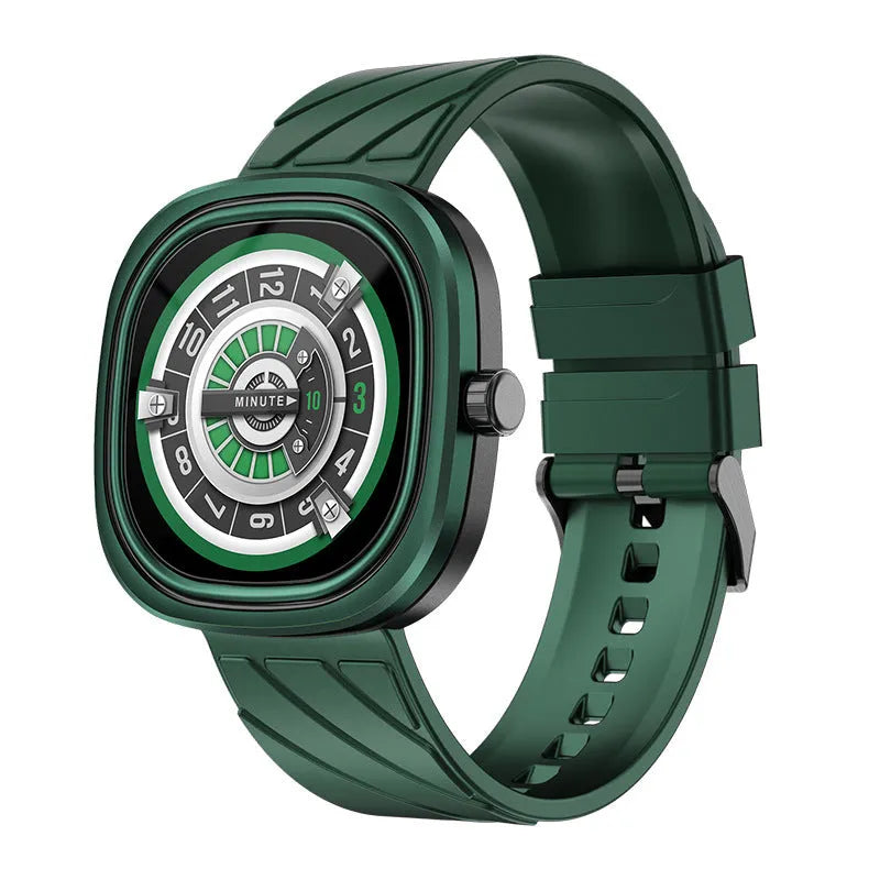 Smart bracelet sports watch with 1.32-inch touch screen on silicone wristband in black, green, or pink colours