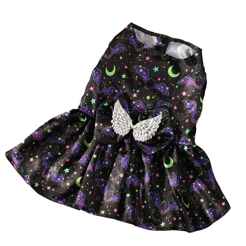 Halloween dog costume with angel wings in bright pumpkin colour option