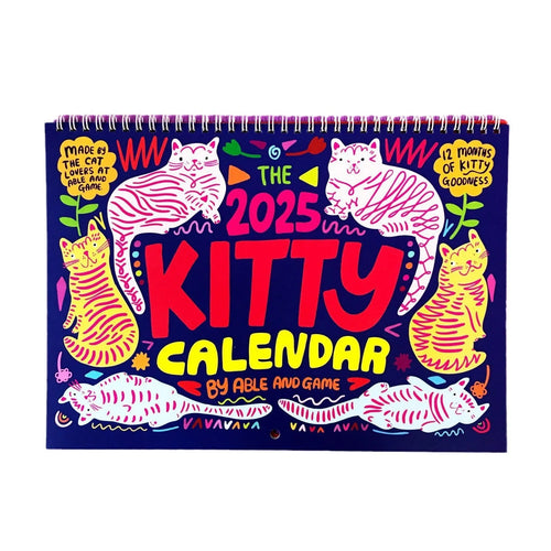 Cat-themed wall calendar with 2024 and 2025 model options showing monthly date layout