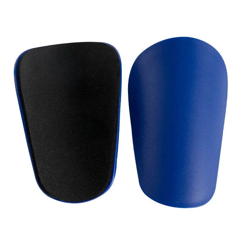 PU mini shin guards for football and sports in black, white, red, and blue colours.