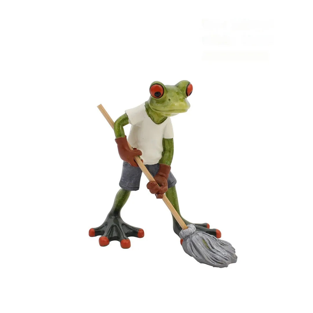 Pastoral style synthetic resin frog ornament for home decoration