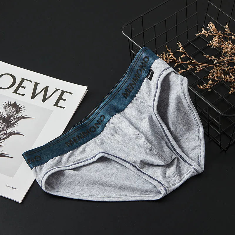Men's low waist cotton briefs in solid colour combinations showing knitted fabric detail