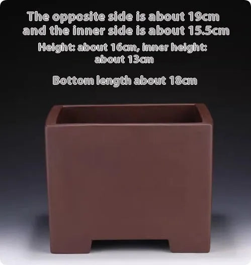 Square purple clay succulent bonsai pot in classical design for tabletop or floor plant display