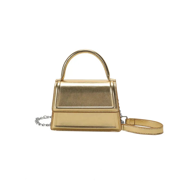 Retro PU leather crossbody shoulder bag in horizontal square shape with sewing line details