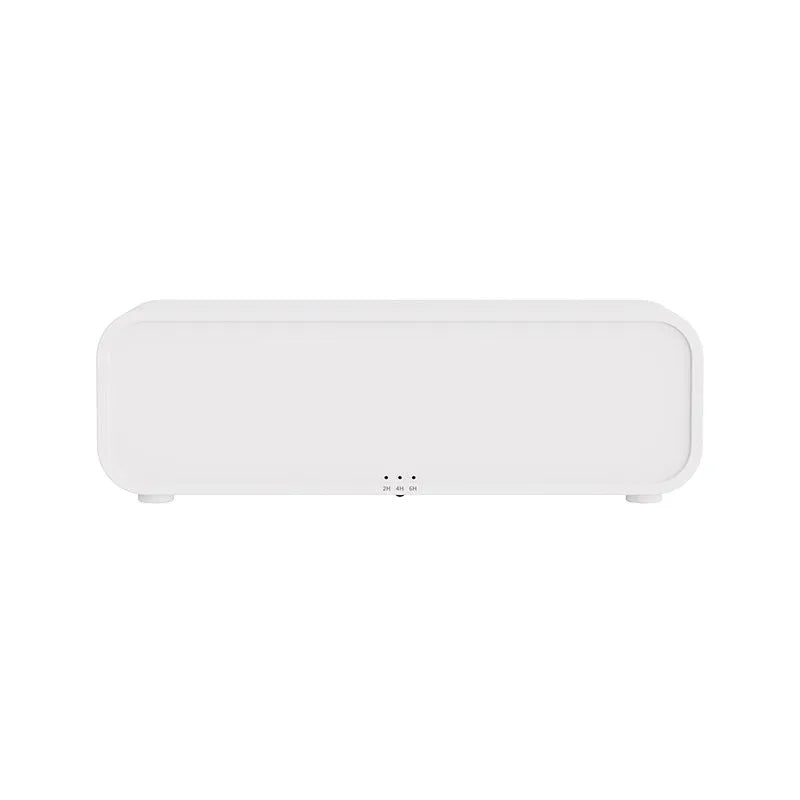 Black and white flame dynamic aroma diffuser with remote control on wooden table