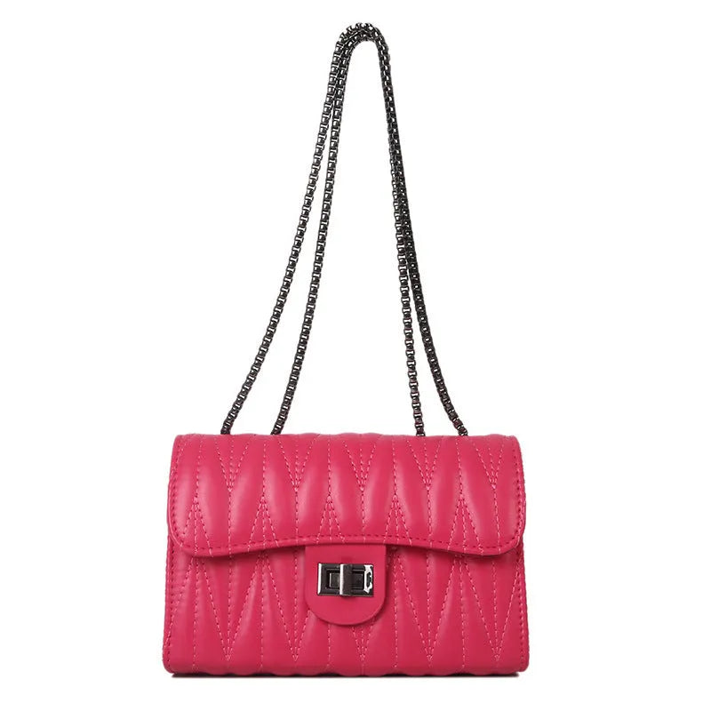 Retro textured diamond pattern women's small shoulder bag in PU leather, horizontal square shape 21x14x7cm