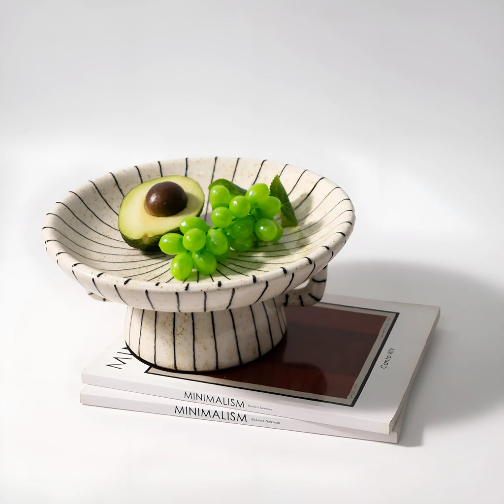 Black and white striped synthetic resin fruit plate ornament for retro home decor displays