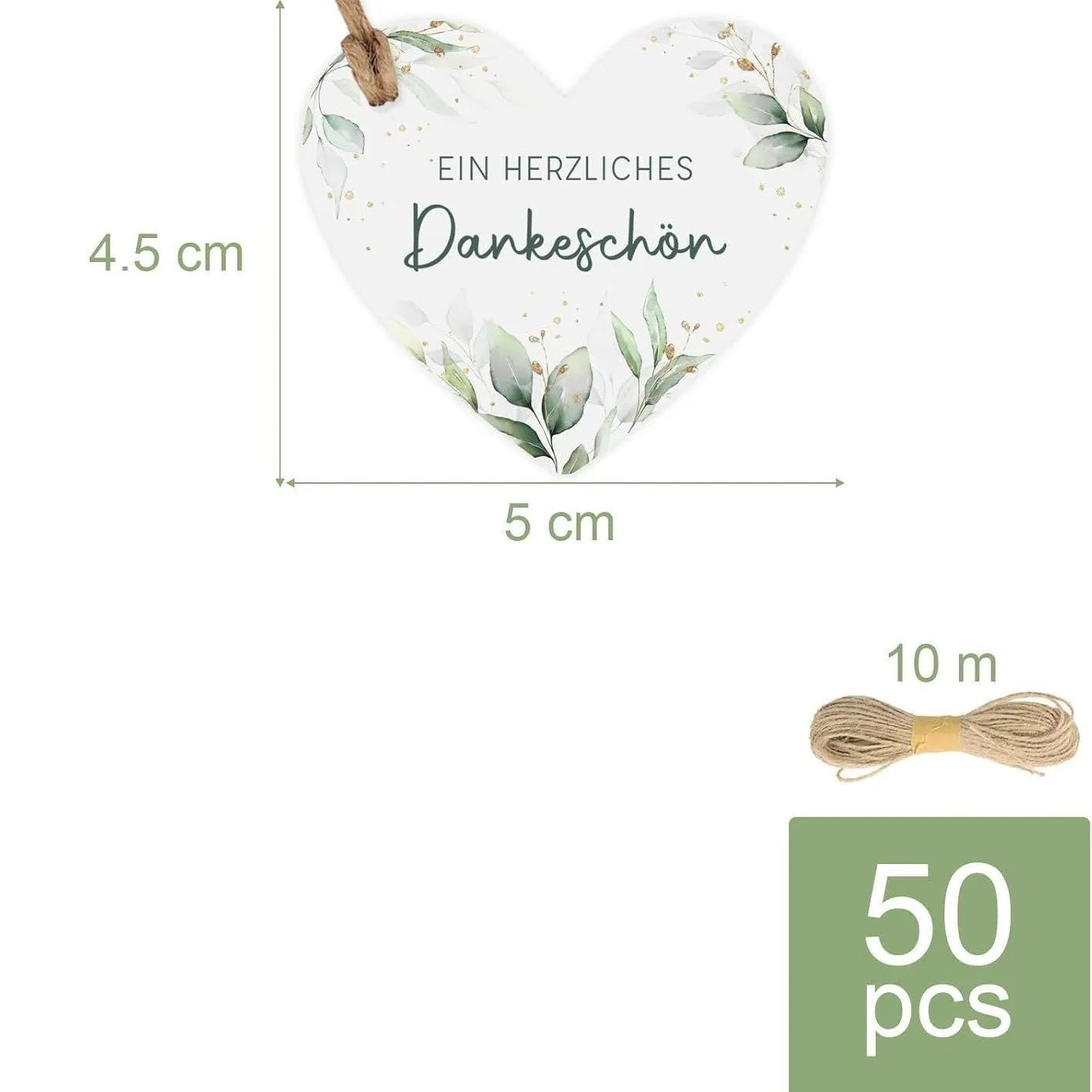 Set of 50 flower heart-shaped paper gift tags in two colour variations for weddings and birthdays