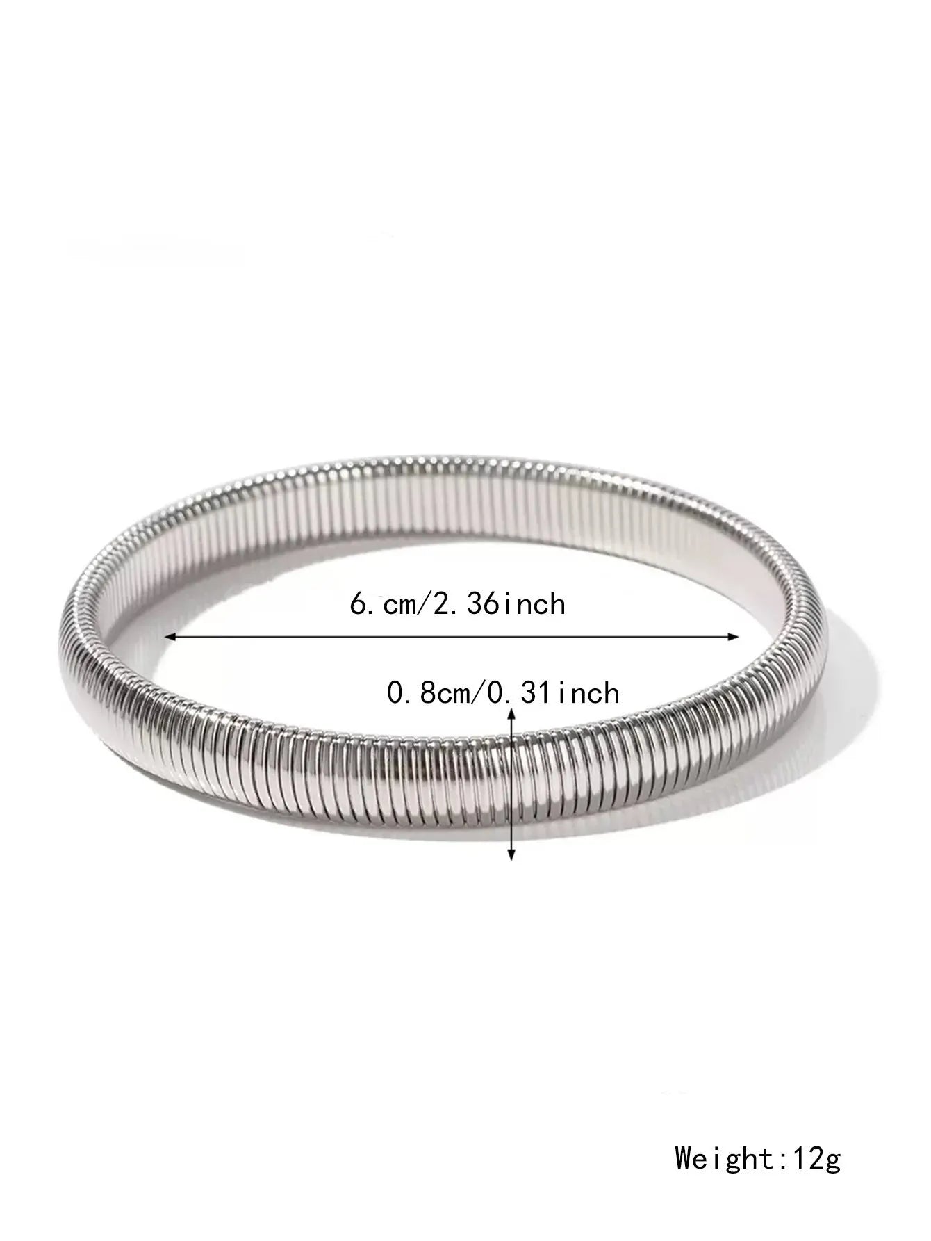 Women's gold elastic titanium steel bracelet with exaggerated vertical stripe ring pattern