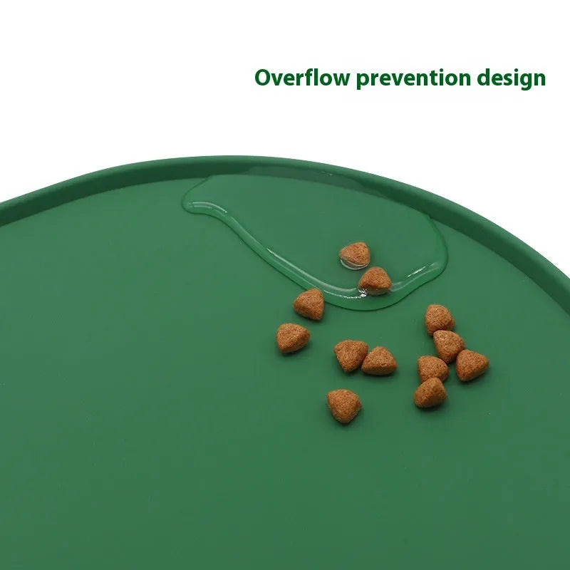 Silicone waterproof cat feeding placemat in green, beige, black, or purple colours