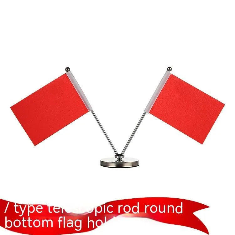 Red polyester flag on telescopic metal rod car dashboard decoration with multiple stand style options