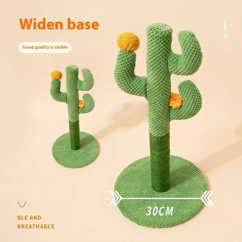 Cactus-shaped cat scratching post and climbing frame with cotton thread scratching surface