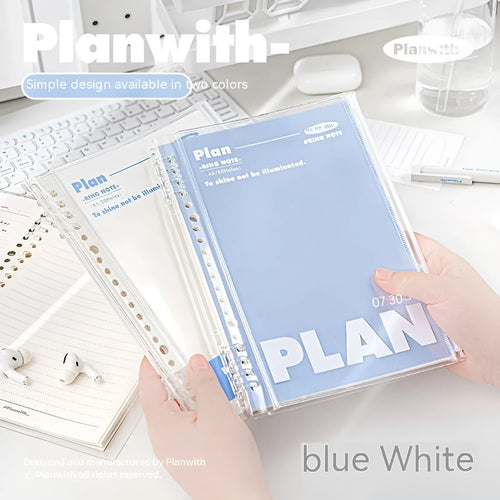 A5 PVC loose spiral notebook can store in blue or white colour with 148x210mm dimensions