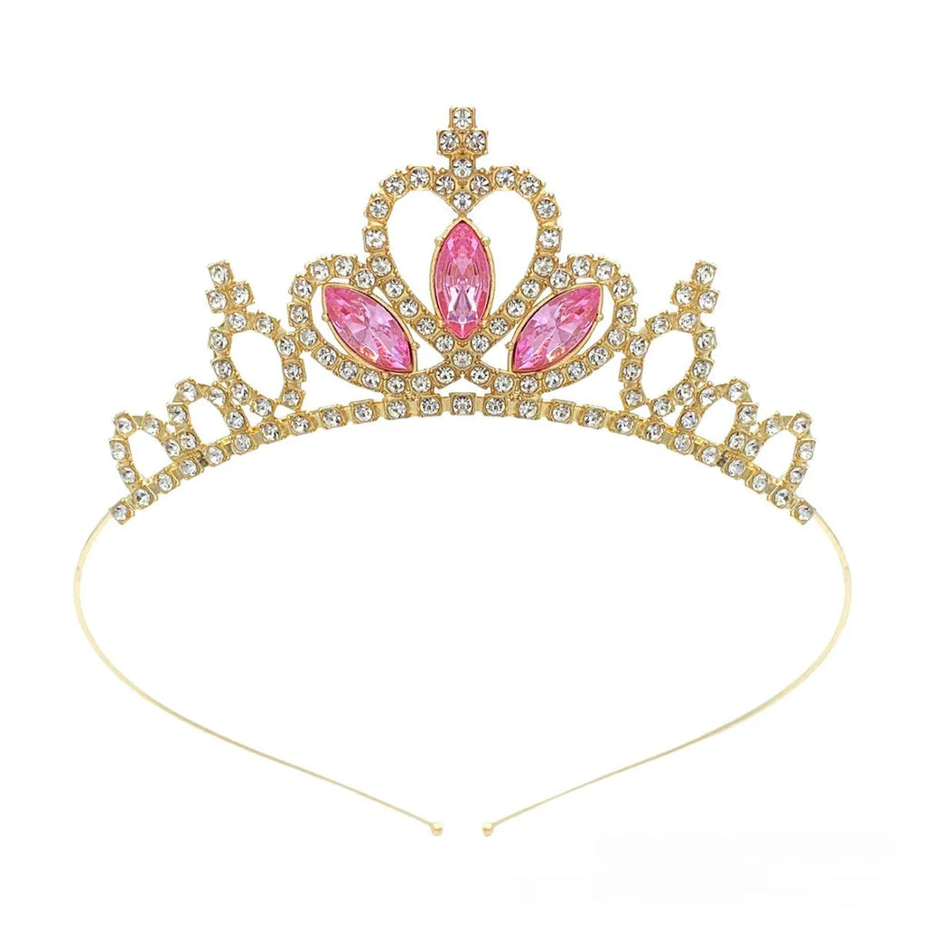 Girl's alloy princess crown with electroplated finish and crystal diamond decorations