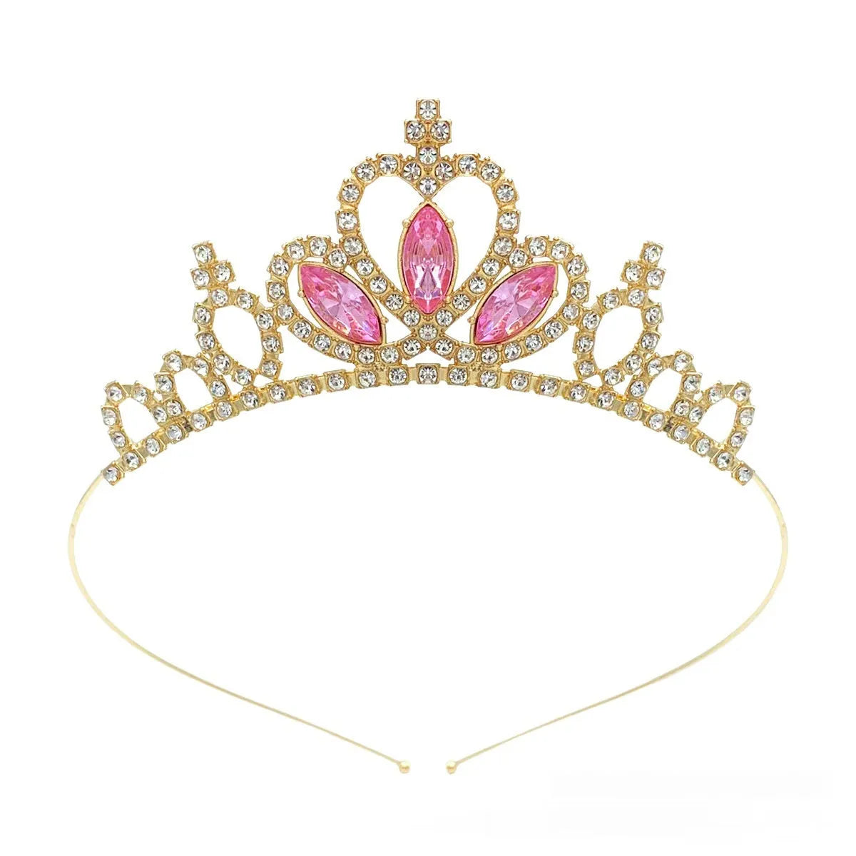 Girl's alloy princess crown with electroplated finish and crystal diamond decorations