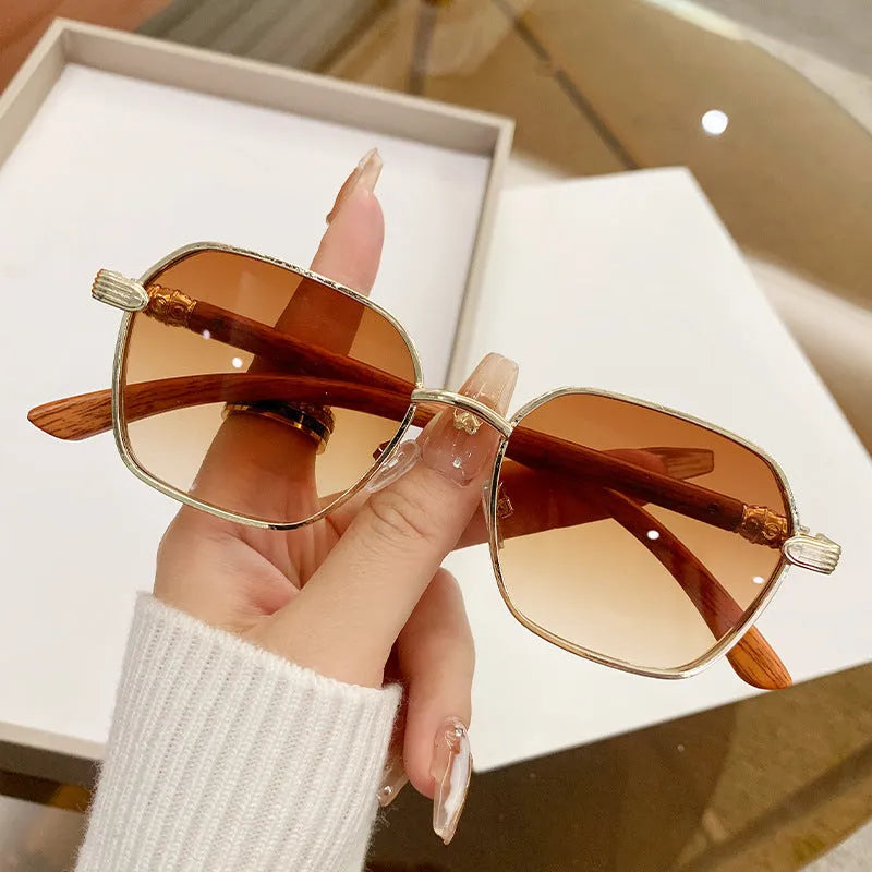 Gold alloy frame frameless trim fashion glasses with personality style design