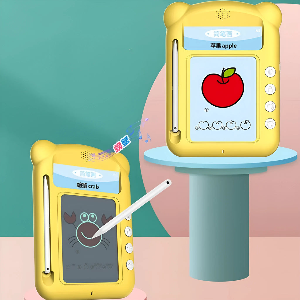 Yellow ABS bilingual early education learning machine with educational cards
