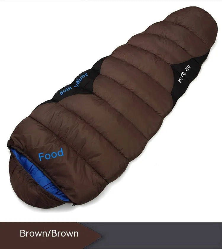 Mummy sleeping bag for camping with compression storage bag in multiple colour options