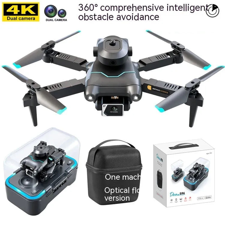 S96-black four-axis aerial photography drone with dual cameras and obstacle avoidance system