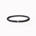 Fine unisex bracelet with round and square obsidian, blue San, and black agate beads