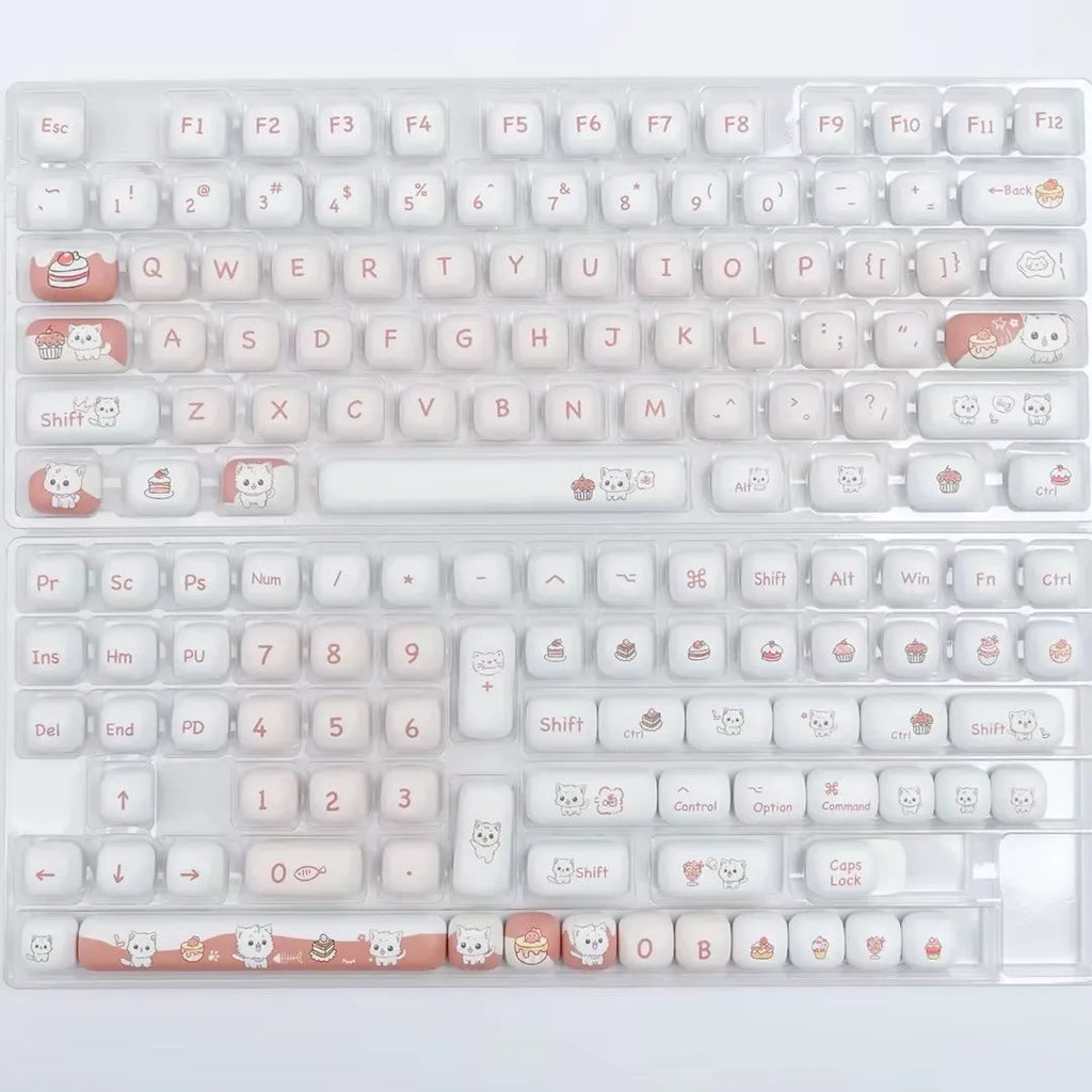 Dessert cat cartoon character mechanical keyboard key caps with colourful sublimation printing