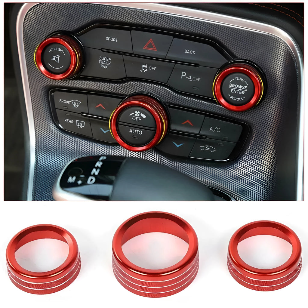Aluminium alloy decorative ring for Dodge Grand Cherokee Challenger air conditioning knob.