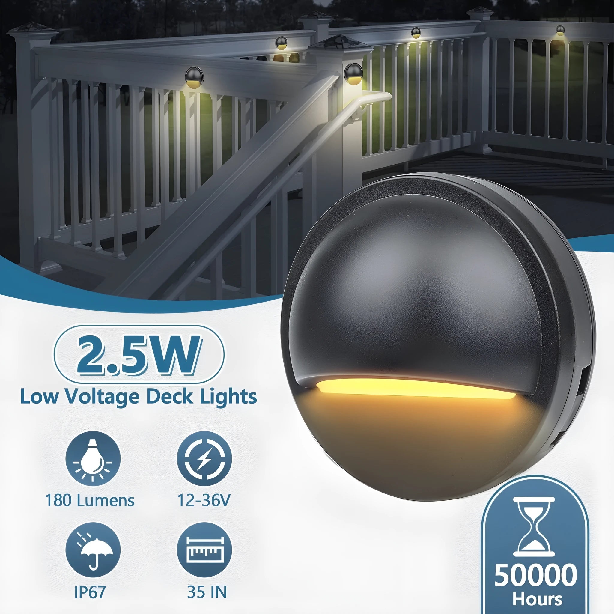 Platinum-coloured outdoor step light with compact 96x55mm dimensions for garden path illumination