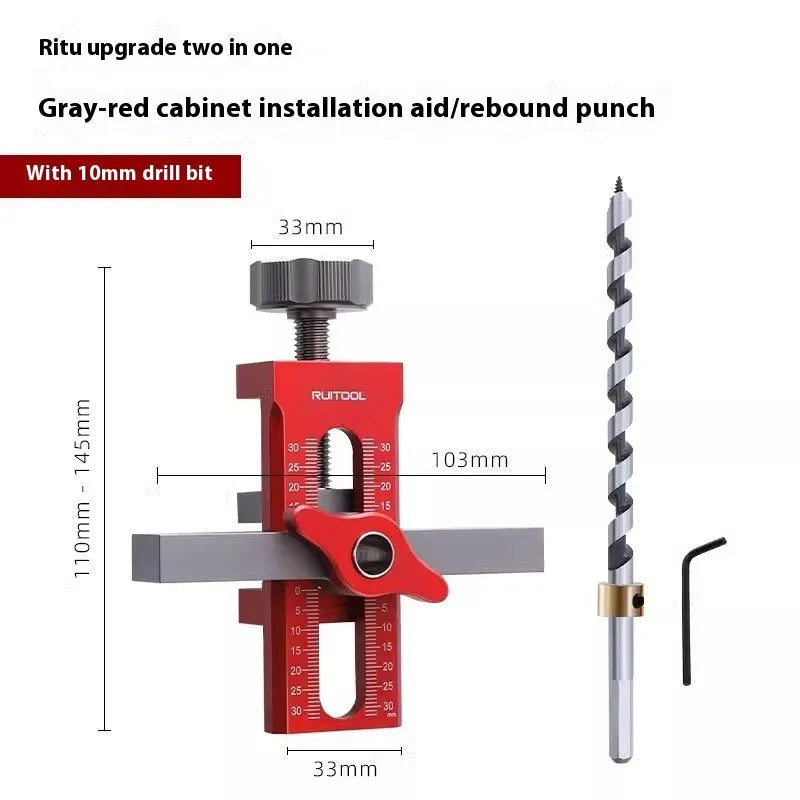 Aluminium alloy cabinet door installation aid tool for woodworking projects with 10mm diamond hole fittings