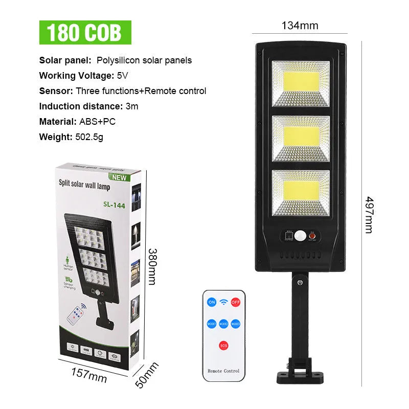 Plastic solar street light with remote control for garden wall mounting